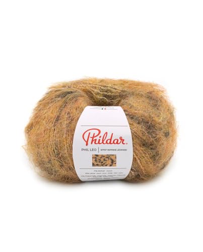 Phildar - Gomitolo di lana Phil Leo - lana da lavoro - 2% elastan, 10% lana, 71% Mohair, 17% poliammide - ago n. 6 - Colore falva