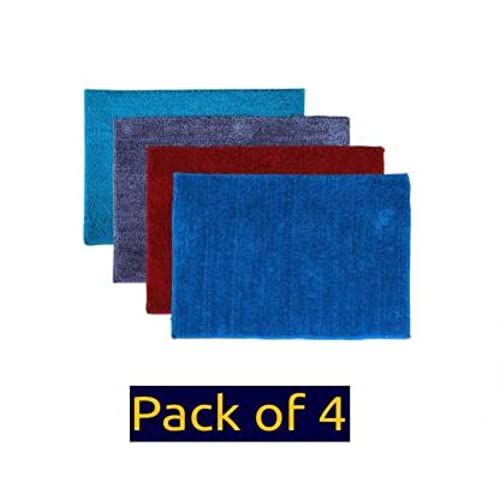 Image of Anti Skid Doormats for Home and Office Entrance Living Room and Bathroom Mats | Entrance Door Mats for Home and Office Entryway. (Pack of 4 (Blue-Red-Grey-Blue), 16x24)