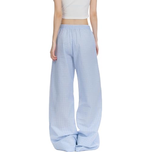 Women Plaid Cargo Pants Drawstring High Waisted Wide Leg Y2K Casual Trousers Trendy Baggy Streetwear Parachute Pants2