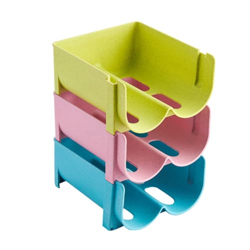 WEKADRIN 3 piezas Caja Apilable para Almacenamiento de Latas y Botellas de Cerveza Organizador para Nevera de Unidades Verde Azul y Rosa Resistente y Ecológica para Cocina