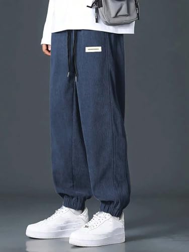 Image of KOTTY Men's Solid|Button|Wide|Loose fit|Corduroy Trousers & Pant for Men