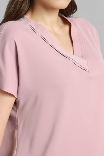 Image of Van Heusen Women's Polyester Regular Fit Half Sleeve V Neck Formal Top