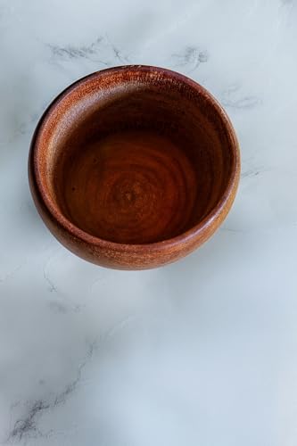Image of Handcrafted Neem Wood Drinking Glass, Traditional Brown, 15 cm Height, 300 ml Capacity, Natural Wood Grain Finish