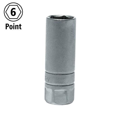 Teng Tools 21mm 1/2 Inch Drive 6 Point Spark Plug Socket With Rubber Insert - M120046-C, Silver