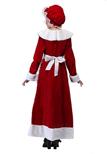 Disfraz de Mrs. Claus para niñas, vestido rojo y delantal con encaje miniatura 2