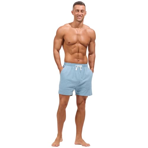 Image of AMY COULEE Mens Lounge Shorts 4 inch Pajama Lightweight Cotton Sleep Bottoms with Pockets