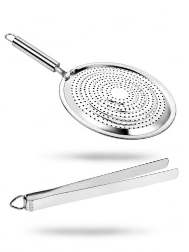 Image of Nyra Stainless Steel Round Roaster and Precision Steel Tongs Set | Brinjal, Barbeque Jali | Chapati Toast Grill | Steel Handle