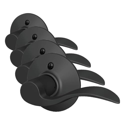 Image of SCHLAGE F10 Acc 622 Accent Door Lever, Hall & Closet Passage Lock, Matte Black (Pack of 4)