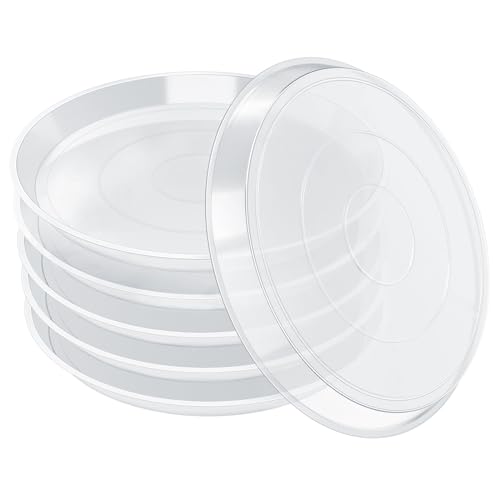 FUIJOL 6 Pack Clear Plant Saucer Durable Plant Drip Trays Saucers for Pots No Holes Water Catcher Trays for Indoor Outdoor Planter Sturdy Base Plate(6 Clear)