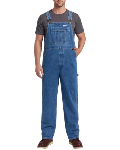 HISEA Men's Denim Bib Overall, Mens Relaxed Fit Overall Midweight Workwear with Adjustable Straps and Convenient Tool Pockets