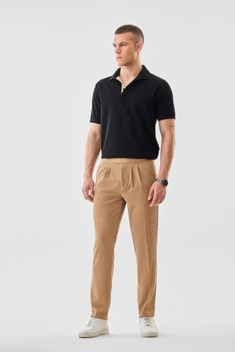 Image of SNITCH Men Chinos | Slim Fit Mid Rise Solid Pattern | Cotton Blend with Medium Stretch & Smooth Texture | Button & Zip Closure for Casual & Street Wear
