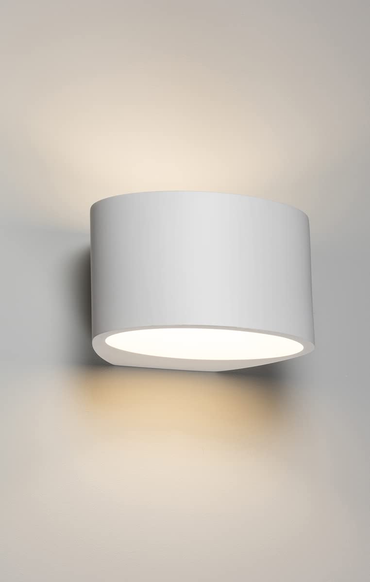 Knightsbridge 230V G9 40W Curved Up and Down Plaster Wall Light 200mm
