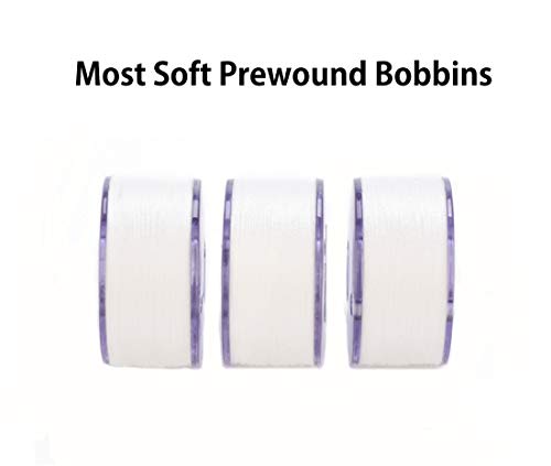 Image of Simthread 144pcs White 90 Weight WT(60S /2) Prewound Bobbins Thread Size A Class 15 Plastic Sided Compatible with Brother Babylock Embroidery Thread Sewing Thread Machine DIY
