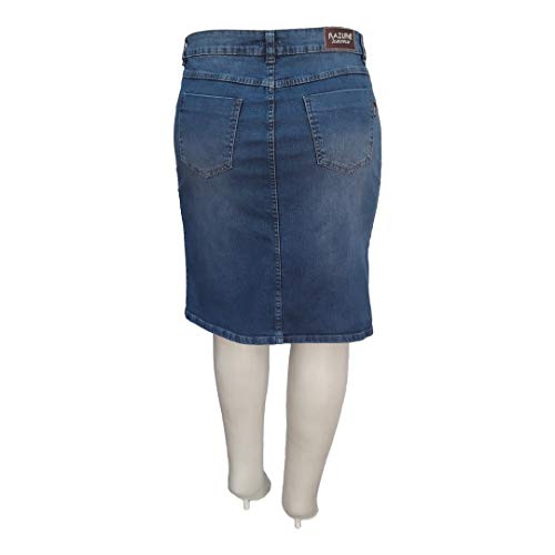 Saia Jeans Tradicional Moda Evangélica Plus Size