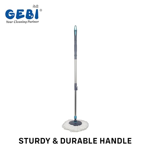 Image of Gebi Super Spin Mop Bucket with 1 Microfiber Refill (Assorted Colours) (Steel Spinner) - 1 pc