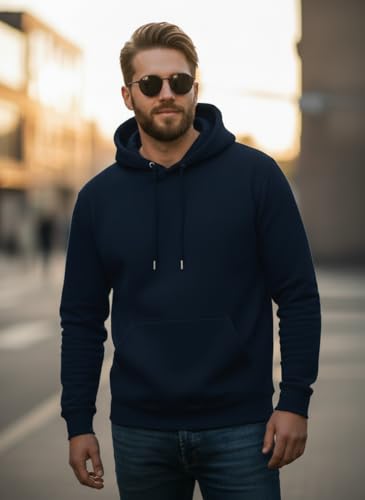 Image of Men Regular Fit Fleece ||Black||Hoodie Solid||Sweatshirt-JM3860