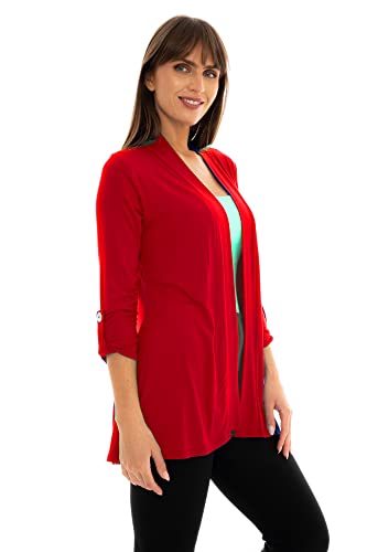 Image of Loxdonz Women's Open Front Cardigans Casual 3 /4 Sleeve Cardigan Soft Lightweight Top