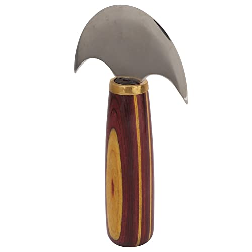 Couteau demi-lune, polyvalent avec manche en bois, couteau à tête ronde en cuir, maroquinerie pour le travail du cuir(S)