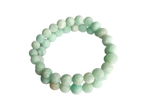 Bracelet amazonite extensible pierre originale mate taille M réglable - 4