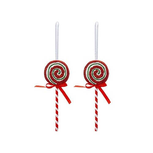 Lot de 2 Mini sucettes festives en Sucre d'orge Rouge, Blanc et Vert – Design Unique – Décoration de Noël Parfaite pour Une délicieuse Saison des fêtes
