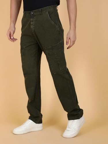 Image of KOTTY Men's Streetwear Style Utility Cargo Pants with Drawstring Waist and Flap Pockets