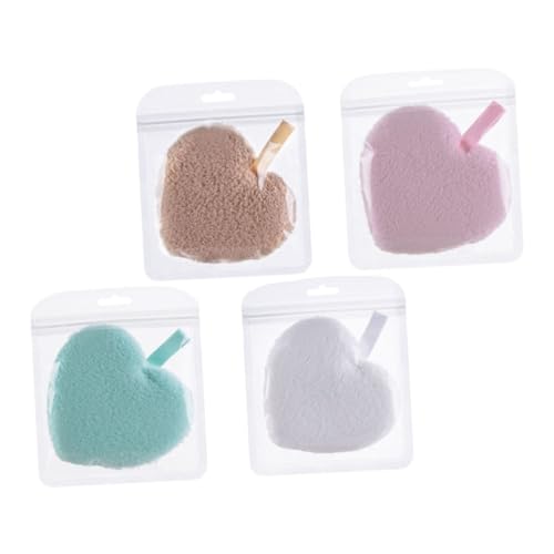 BIUDECO 4 piezas Unidades Esponjas Desmaquillantes Forma de Corazón Suaves y Exfoliantes para Limpieza Facial Diaria con Cuerda para Colgar y Secar