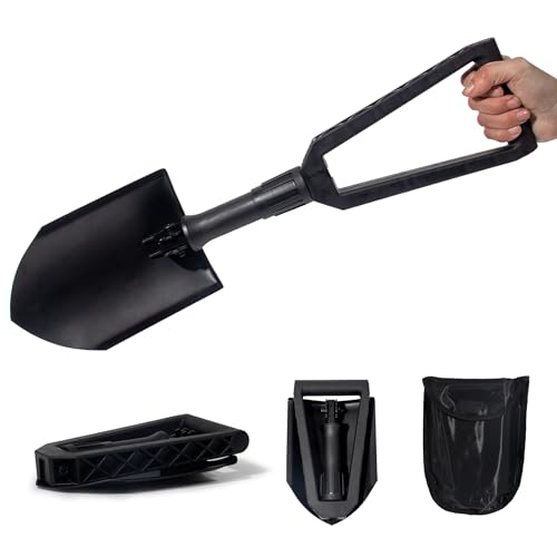 GREELUE Klappspaten, Spaten Garten, Schaufel aus hochfestem Karbonstahl, Gebrauch für Outdoor-Aktivitäten, Camping, Schneeschaufeln, Gartenarbeit, Graben (Schwarz)