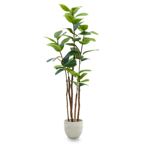 MAIA SHOP Ficus Elástica Artificial 180 cm, Planta Decorativa Realista de Interior, Hojas Grandes y moldeables, Estilo Moderno, sin Mantenimiento