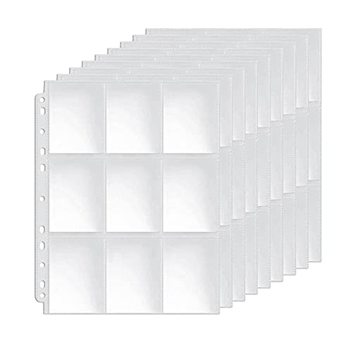 coserori 100 StüCk 9 Trading Gaming Card Aufbewahrungsmappen Albumseiten 11 LöCher für 3 RingbüCher Cover