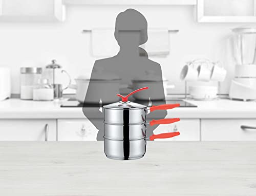 Concord 3 Quart Premium Double Boiler - Stainless Steel Multi Pot Steamer Cookware 2 Tiers (Induction Compatible) #TOP4