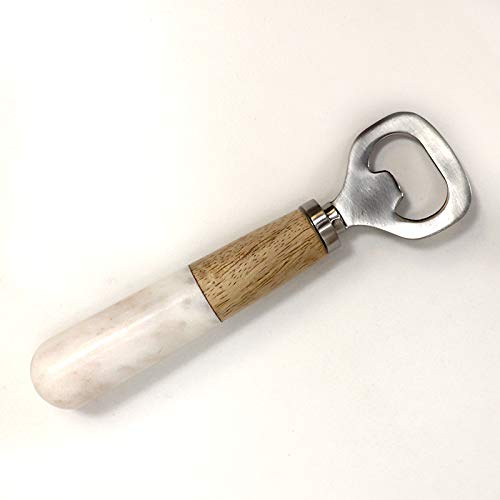 Kafly Silvercloud Trading Co. Stone & Wood and Marble Stainless Steel Bottle Opener - Hostess Gift Home Bartender C