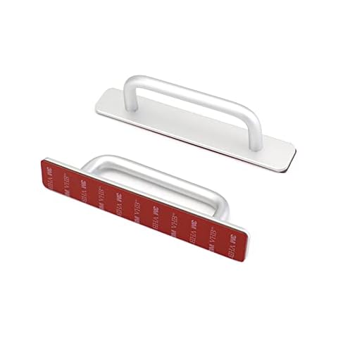 QWORK 2PCS Door Pull Handle Self Adhesive Aluminum Alloy Push Pull Door Handle Sliding Door Handle No Drilling for Gate Cupboard Toilet Cabinet Garage Shed Barn, 150mm x 25mm Cover