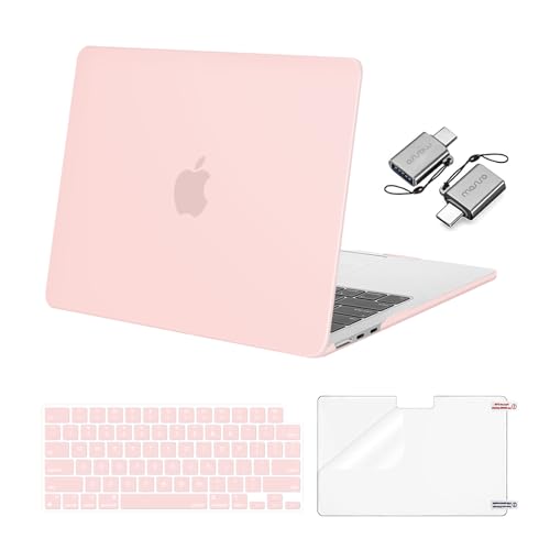 Image of MOSISO Compatible with MacBook Air 13 inch Case M5 2026 M4 2025 M3 M2 2024-2022 A3449 A3240 A3113 A2681, Hard Shell&Keyboard Cover&Screen Film&Type C for MacBook Air 13.6 inch Case, Chalk Pink