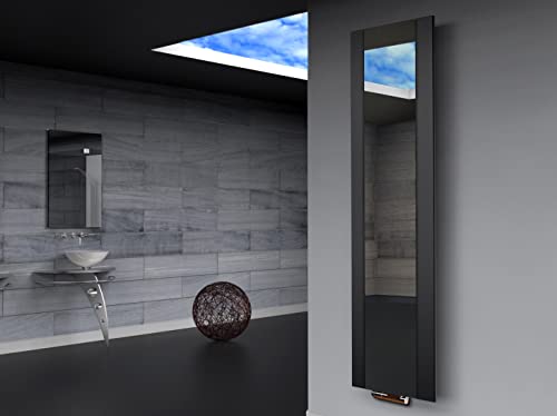 Badheizkörper Design Singapur 3, HxB: 180 x 47 cm, 1118 Watt, schwarz/Spiegel (Marke Szagato) MADE IN GERMANY Szagato Handtuchheizung Handtuchwärmer Design Heizkörper mit Spiegel Spiegelheizkörper