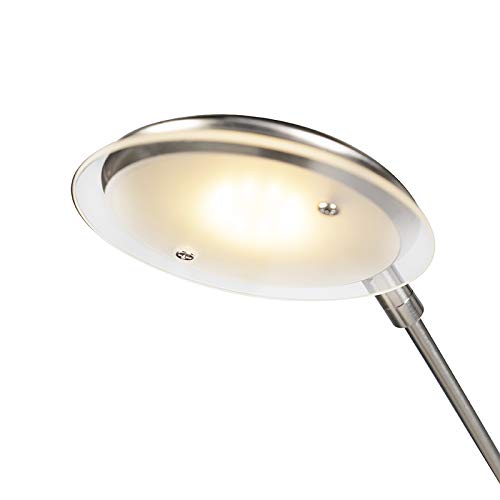 Qazqa led Design Stehleuchte, Stehlampe - Sixties - Silber Farbe, inkl. 25W integrierter LED, dimmbar, 5-flammig, 180cm, Ideal als Bürolampe und Wohnzimmerlampe