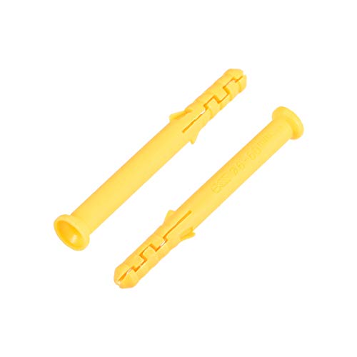 uxcell 6x60mm Plastic Expansion Tube Bolts Column Frame Fixings Yellow 75pcs