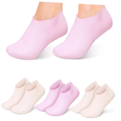 Toyvian Silicone Moisturizing Socks 4 Pairs for Women Dry Cracked Spa Socks Foot Care