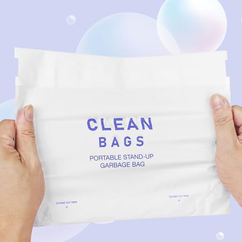 Image of Disposable Cars Trash Bags Standable 60 Pack Car Garbage Bag Self Adhesive travel trash bag for Cars Kitchens Bedrooms Offices Travel and Camping Open Top Cleaning Bags (10.1 * 2.3 * 7.6 in) (60)
