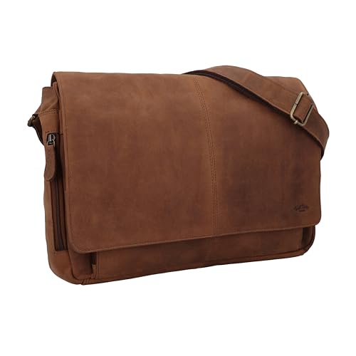 Gusti Leder Florin Aktentasche Laptoptasche Braun 43x34x8 cm 1 44 kg Büffelleder Umhängetasche mit verstellbarem Riemen