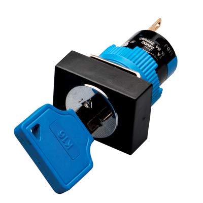 K16-631, 2 Position Maintained Key Selector Switch, 16mm Panel Hole, Rectangular Head, SPDT