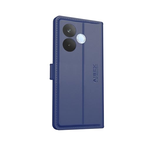 Image of AIBEX Compatible for Oppo A5 Pro 5G Flip Cover Leather Finish with Magnatic Closure | Inside TPU with Card Pockets | Wallet Stand | Complete Protection Flip Case -Blue