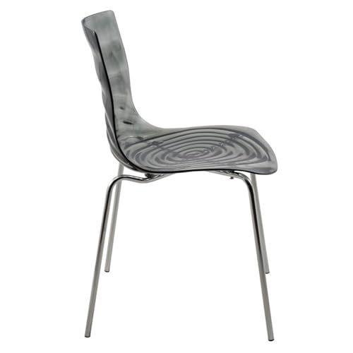 Image of LeisureMod Modern Acrylic Lucite Dining Chair with Metal Legs Accent Side Chair for Dining Room, Contemporary Kitchen, Small Spaces, and Office in Transparent Black