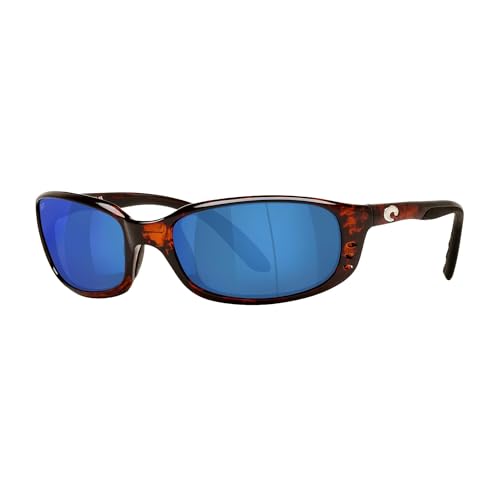 Costa Del Mar Sunglasses for Men - Brine Mens Polarized Sunglasses - Fishing, Boating & Beach UV Protection - Size 59 - Tortoise/Blue Mirror 580P