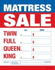 C80MAS Furniture Mattress Sale Twin-Full-Queen-King - Large Price Cards - Sale Tags - 8 1/2" x 11" (100 Pack) Business Store Signs