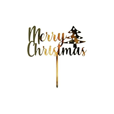 Christmas Sparkles - Acrylic Cake Topper | Christmas Party Decorations | Merry Christmas Cake Topper in Gold Cover