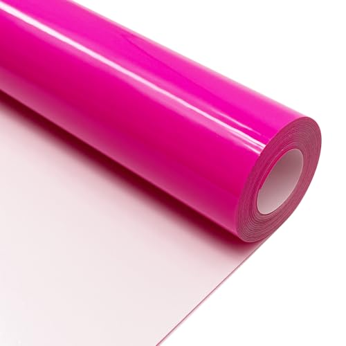 Image of Neon Pink Heat Transfer Vinyl HTV Roll Matte PU 12 inch x 15 ft. | Easy to Cut, Weed & Transfer, Neon Pink Iron On Vinyl for Cricut, Silhouette Cameo & Other Craft Cutter Cutting Machine