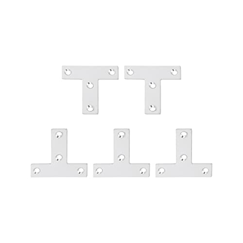 DTGN 1.97"x1.97"(HxW) T Brackets, 5Pack, Good for Furniture Mending Repair, Durable 304 Stainless Steel Fixing Brace Plates
