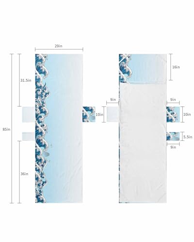 Blue Ombre Coastal Beach Lounge Chair Towel Cover, Soft Chaise Lounge Towel with Side Pockets Patio Pool Chairs Cover for Beach/Pool Sunbathing 29x85 Modern Blue Sea Wave Abstract Art