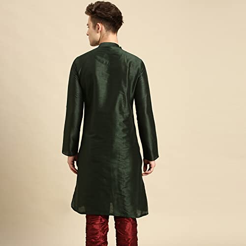 Image of Sanwara Regular Men's Tunic Kurtas (SK844 Fourleaf Green Small)