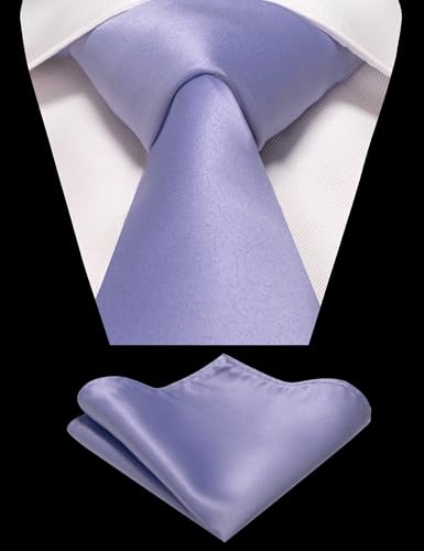 Image of RBOCOTT Solid Color Tie and Pocket Square Hankerchief with Lapel Pin Set for Men